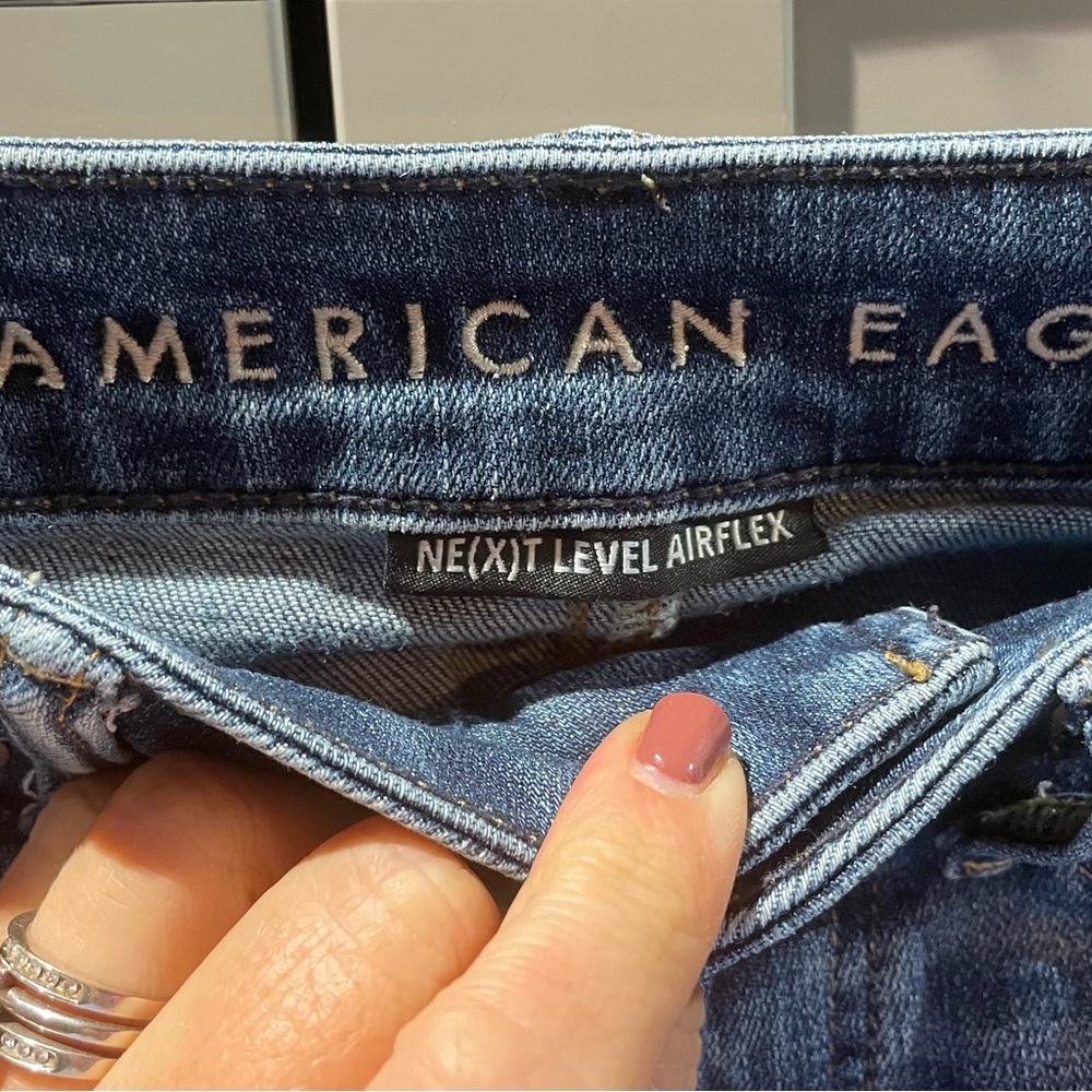 American Eagle Outfitters Ripped Blue Skinny Jeans - Picture 3 of 8